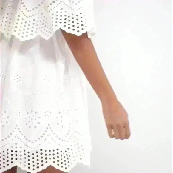 ASOS DESIGN premium double layer off shoulder mini dress white Size 12 - Picture 4 of 12